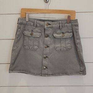 ALTAR'D STATE medium grey button down cotton mini skirt